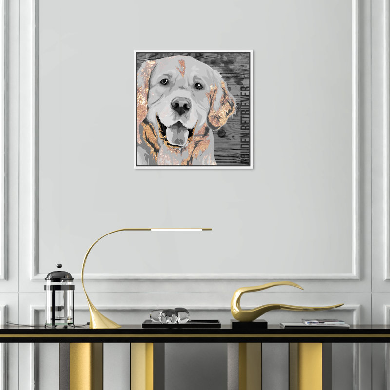 « love golden retriever », impression sur toile tendue, H 16 po x l 16 po x P 1,5 po, Cadre blanc