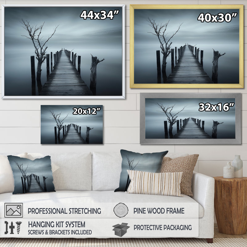 Rayfield - plage et océan, art mural sur toile, Cadre flottant blanc, H 12 po x l 20 po x P 1 po