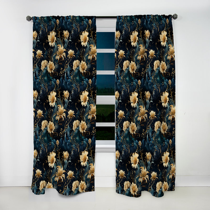 Celestial Blue Damask Mirage Em - Rideau damassé - Rideau damas obscurcissant - 1 panneaux, L 52 po x L 90 po