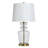 Glass & Steel Table Lamp - Clear Seeded & Gold - Off-White Shade
