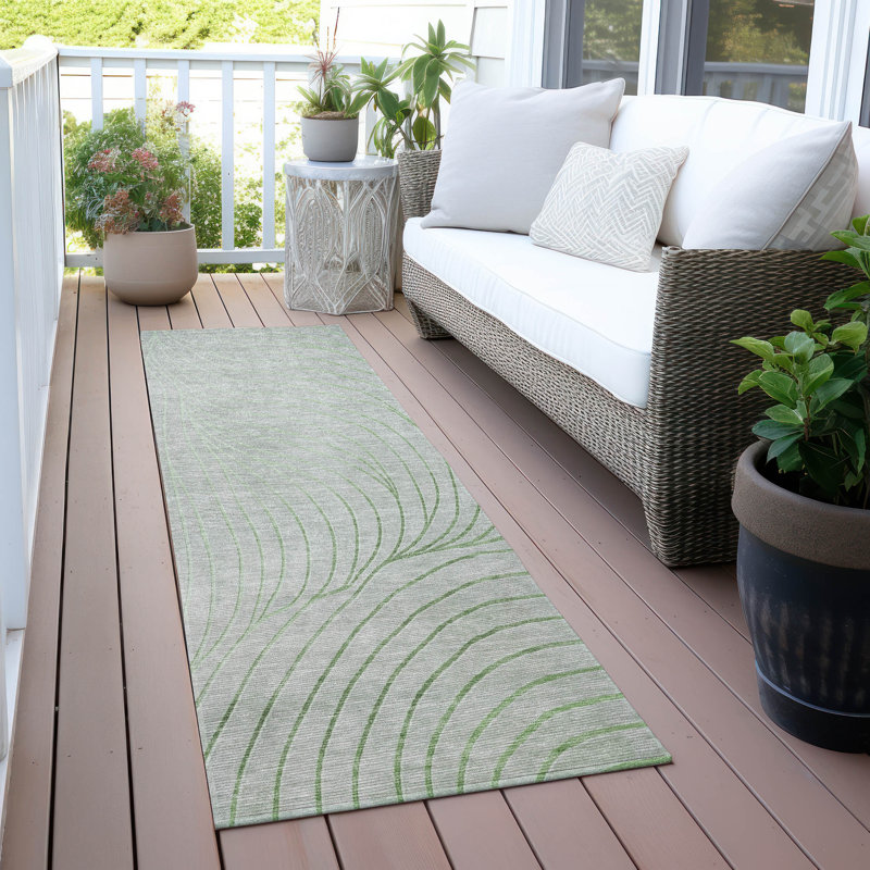 Machine Washable Indoor/Outdoor Xhevrie Aloe Rug, Runner 2'3" x 7'6"
