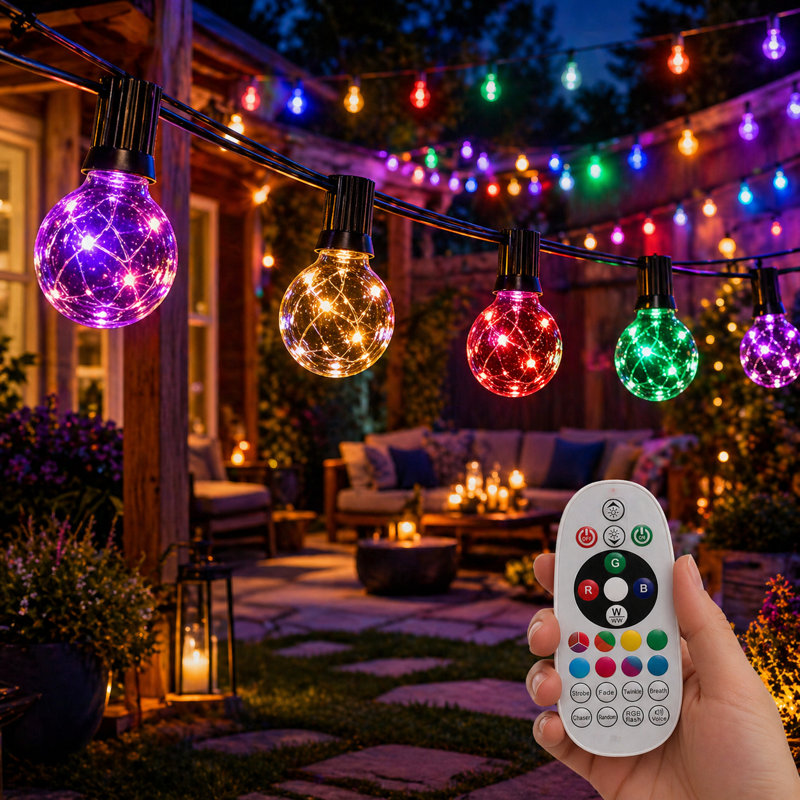 30 ft 30-Bulb Color Changing Outdoor Globe String Lights Shatterproof, Low-Voltage LED Party Patio Lighting