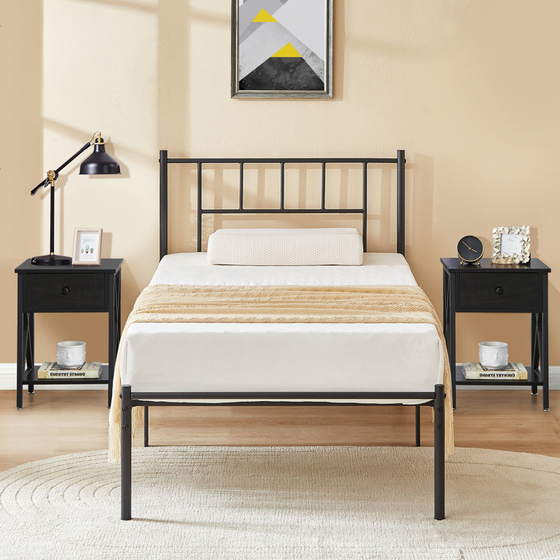Steel Piece Bedroom Set, Twin, Black