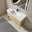 Meuble-lavabo 48 po avec lavabo simple en résine et armoire moderne à 3 portes de couleur chêne