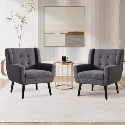 Ensemble de 2 fauteuils capitonnés rembourrés à dossier large