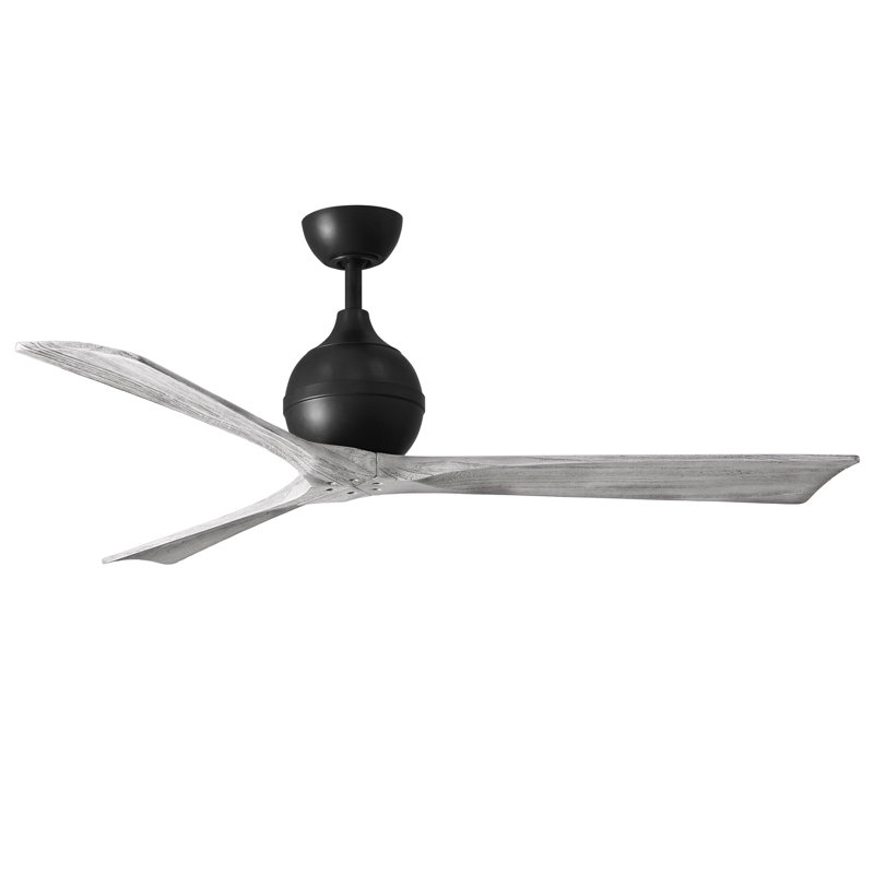 Ventilateur de plafond à 3 pales Irene, Noir mat, Ton bois de grange, L 60 po