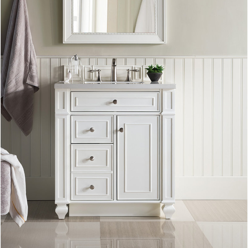 Bristol 30'' W Single Vanity, Bright White, Parisien Bleu Quartz, 8" Widespread