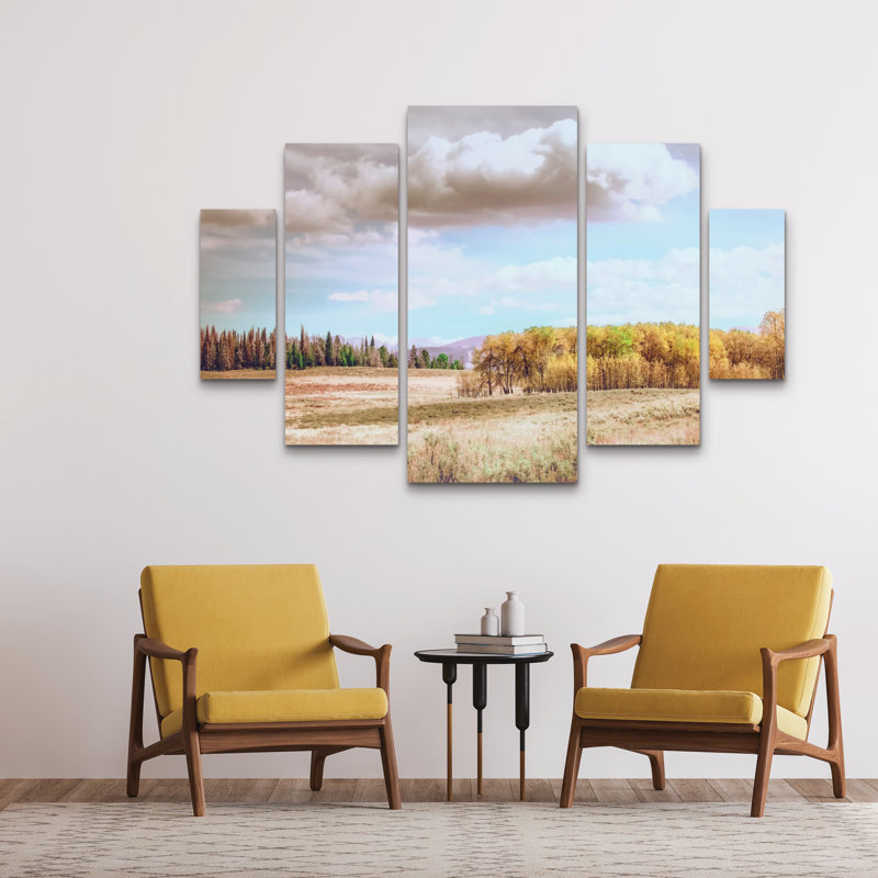 Ensemble de 5 panneaux - Christy Berry «Wyoming Soft Fall Colors», art mural sur toile pour le salon, la chambre à coucher ou le bureau par Trademark Fine Art