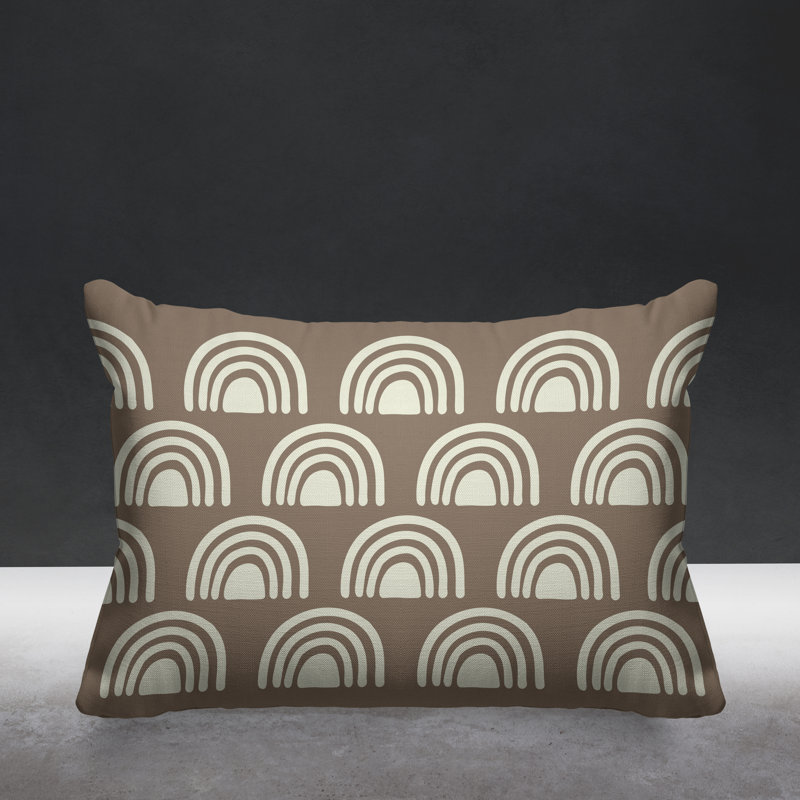 Abstract Outdoor Reversible Throw Pillow, Beige