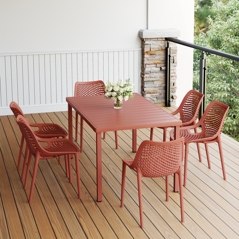 Ensemble de salle à manger rectangulaire pour 6 personnes, Rouge