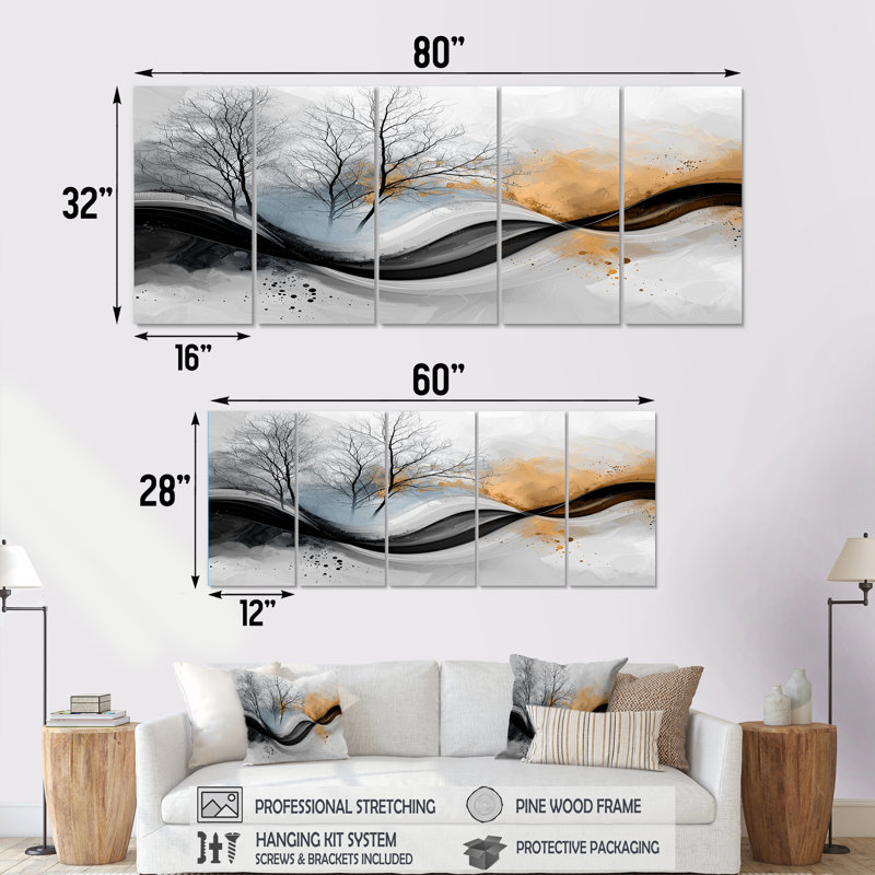 Ensemble de Julia voyage de forêt fractale - Art mural de fractales - décoration murale moderne, H 32 po x l 80 po, 5