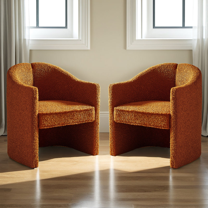 Fauteuil rembourré 28 po de largeur (ensemble de 2), Polyester orange brûlé