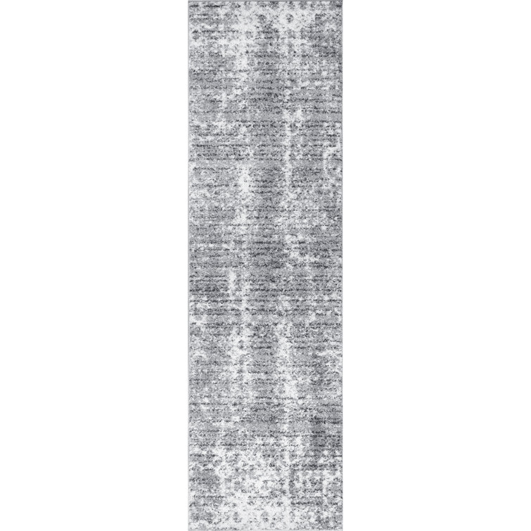 Deedra Modern Abstract Power Loom Performance Gray/White Rug
