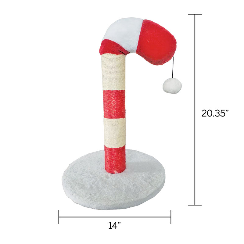 Candy Cane Holiday 20 in. Scratching Post for Cats