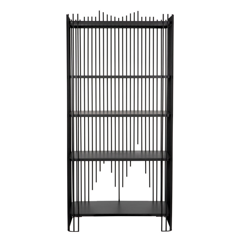 Matte Black Industrial Wood Geometric Bookcase