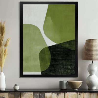«Minimalisme vert avec formes simples de noir», impression sur toile, art mural minimaliste vert
