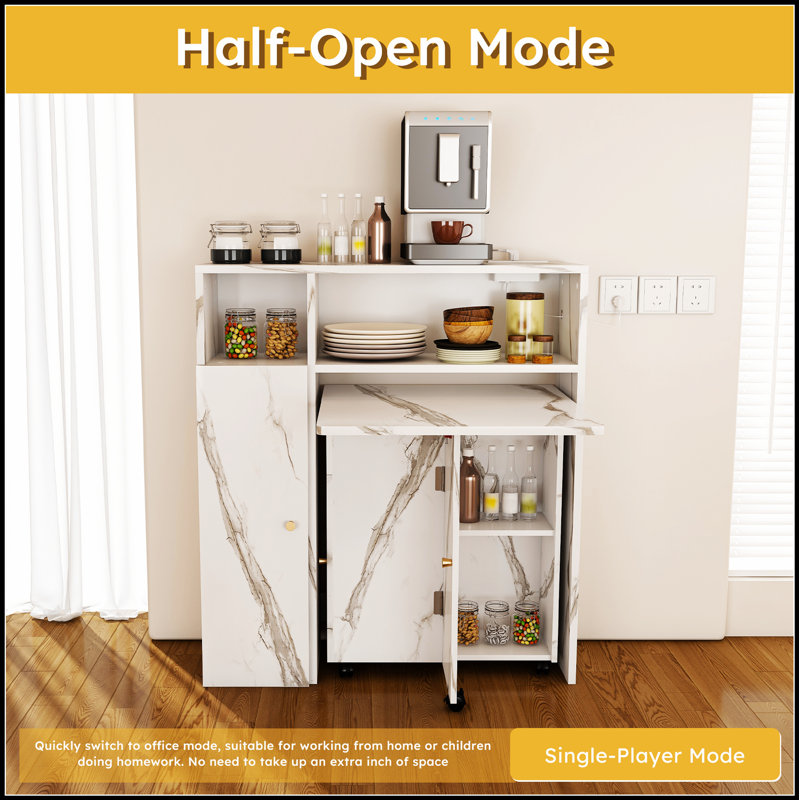 Multifunctional Folding Dining Table with Wall-Mounted Sideboard & Storage for Small Apartments