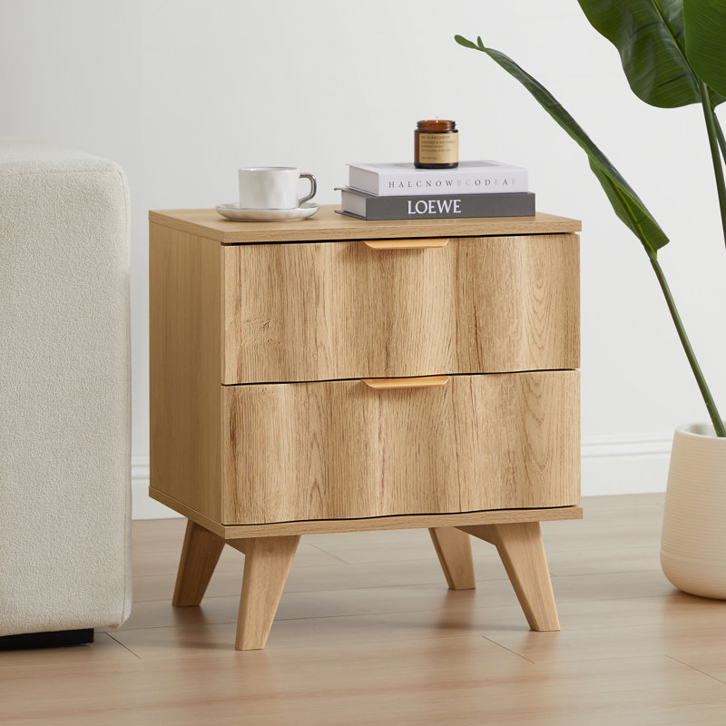 2 - Drawer End Table With Storage, 2 - Drawer Nightstand, Natural