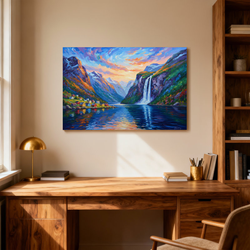 Paysage et nature Paysage de montagne Cascade Village Ciel Reflet Couleurs Nature