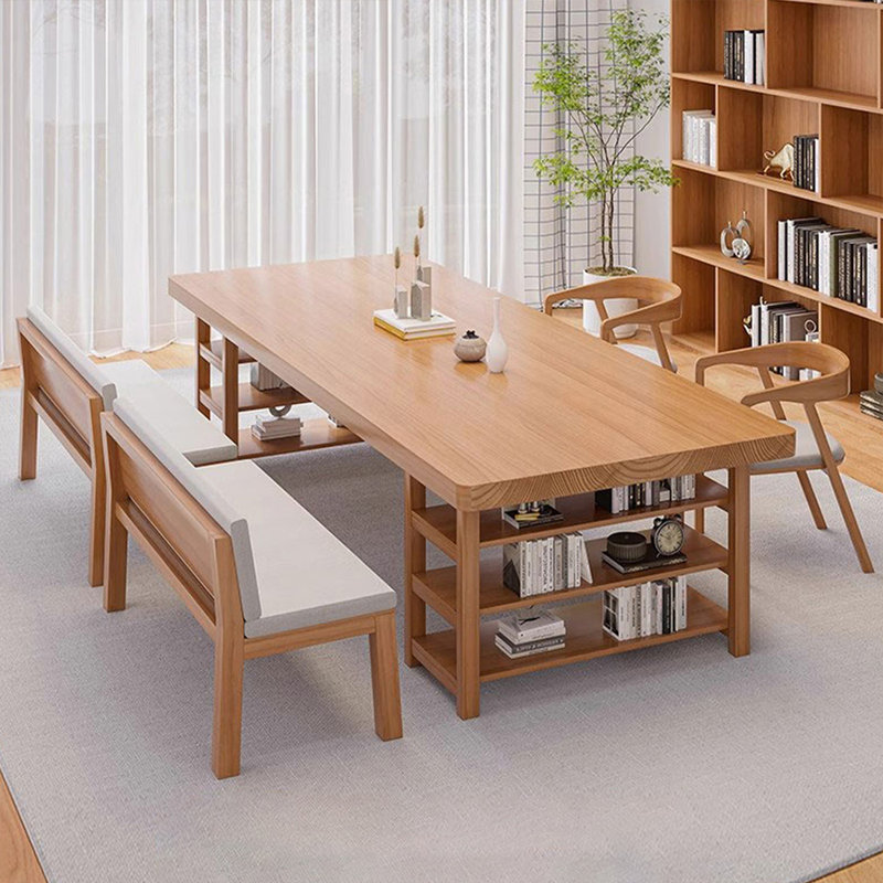 Brown Rectangular Solid Wood desk, 29.5" H  x 63" W  x 27.6" D