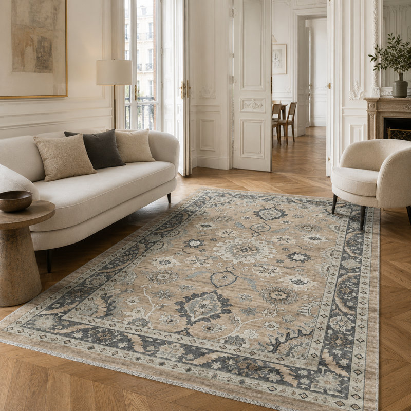 Vintage Look Cotton and Chenille Flatweave Area Rug, 60 x 100 cm