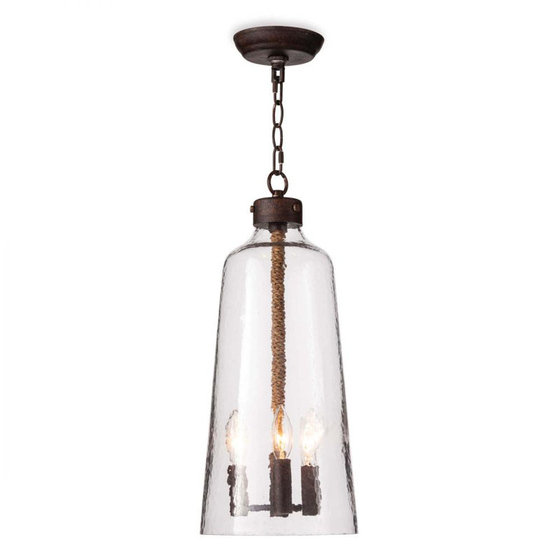 Regina Andrew Wythe Glass Pendant; Dimensions 8.5W X 19.75H X 8.5D; Uses Three Maximum 60 Watt E12 Base Bulbs (Not Included)