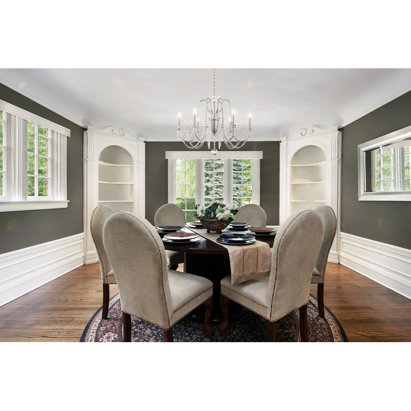 Esmery 6 - Light Classic / Traditional Chandelier, Clear Heritage Crystal, Polished Silver