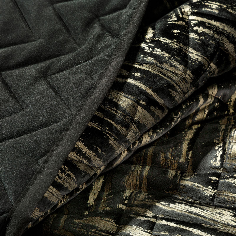 Gasha Polyester Geometric Shapes Bedspread, Black, W220 x L240cm