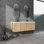 Meuble-lavabo mural avec lavabo en résine, 3 portes à fermeture douce, contreplaqué