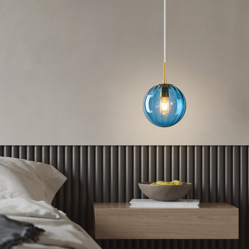 Glass Pendant Lights Kitchen Island Globe Pendant Light Fixtures For Bedroom Living Dining Room, Blue
