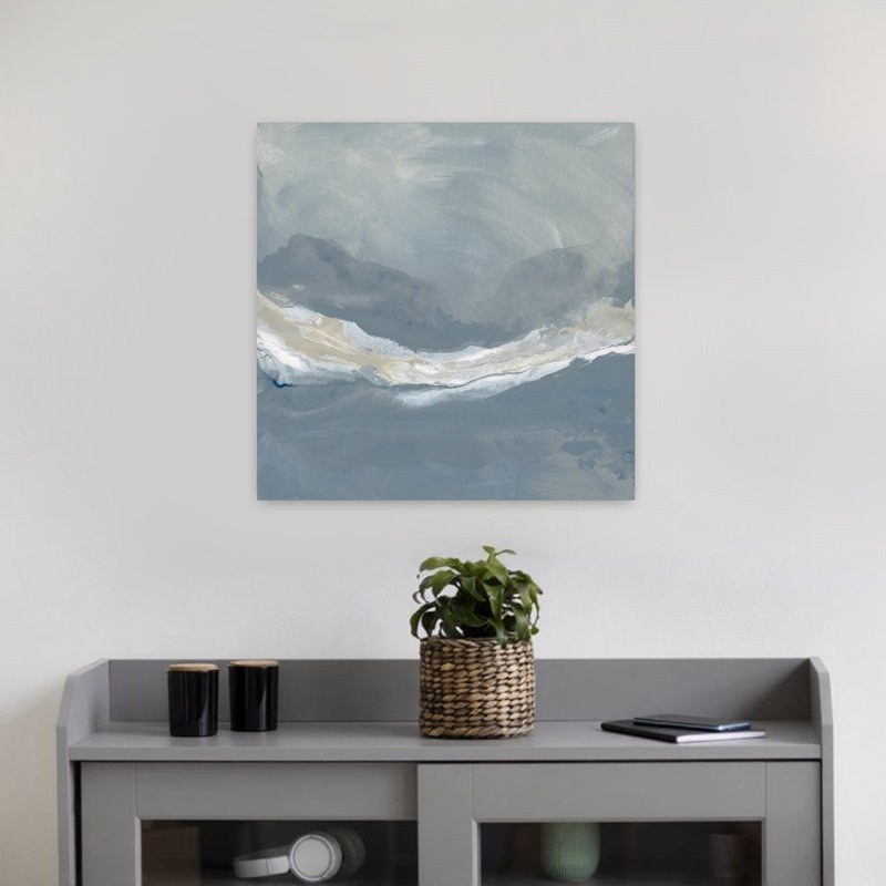 Art contemporain contemporain, paysage de poisson côtier minimaliste abstrait, H 18 po x l 18 po