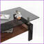 Table basse de salon en verre trempé gris - facile à nettoyer, rangement en panneau de fibres à densité moyenne, pieds en fer durable, capacité de 220 lb-1079612223-1079612222