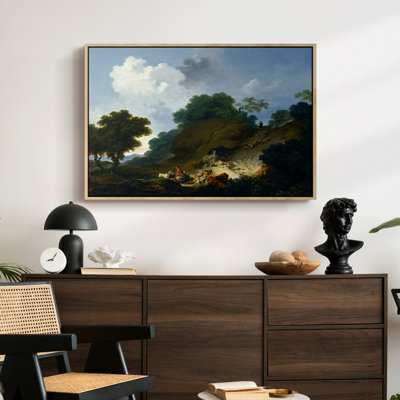 Paysage avec bergers et volée de moutons, v. 1763 - 1765 - Jean-Honoré Fragonard - Toile tendue avec châssis encadrée