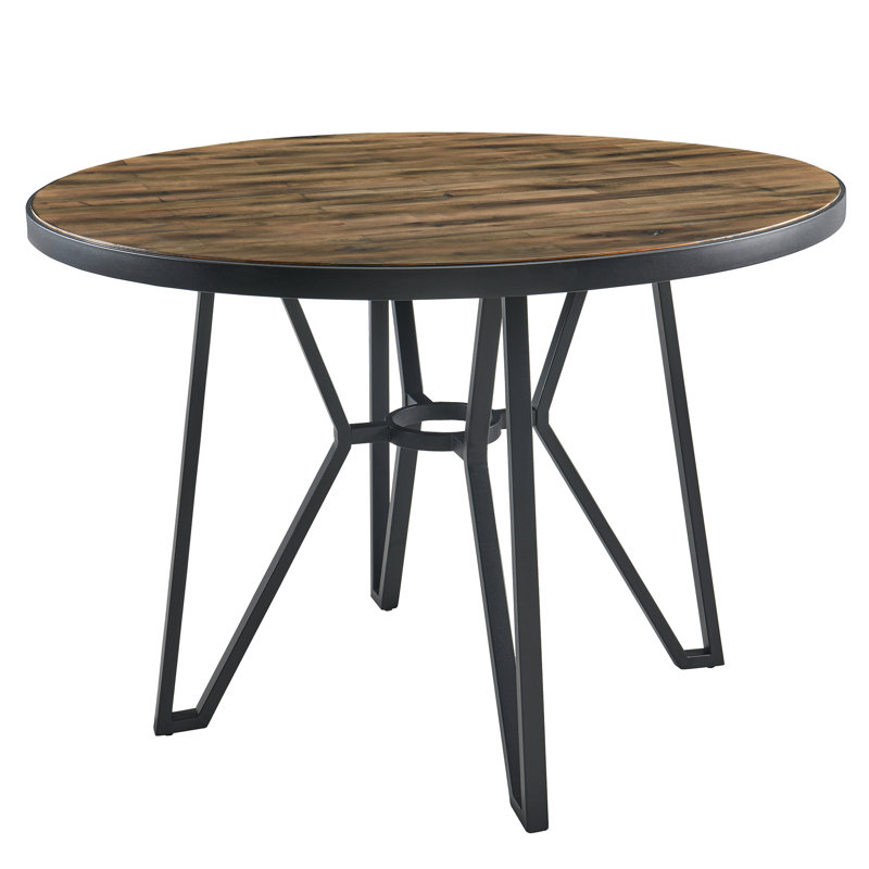Marella Round Metal Base Dining Table, Rustic Brown, 31" H x 42" W x 42" D
