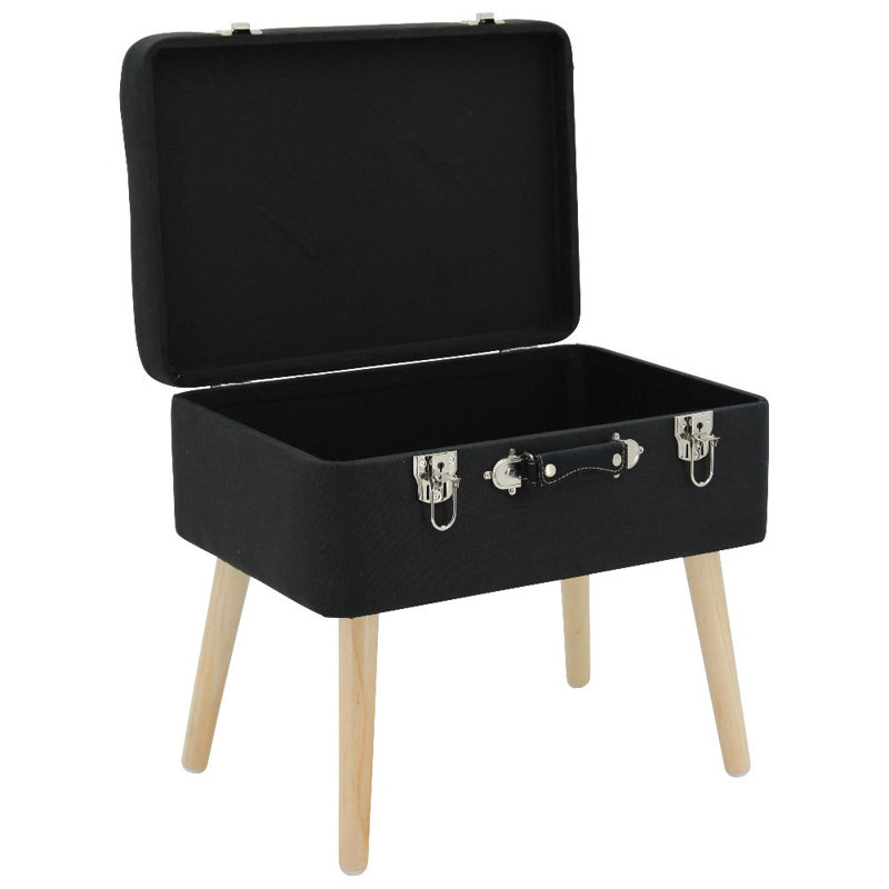 Giroflee Solid Wood Accent Stool, Black