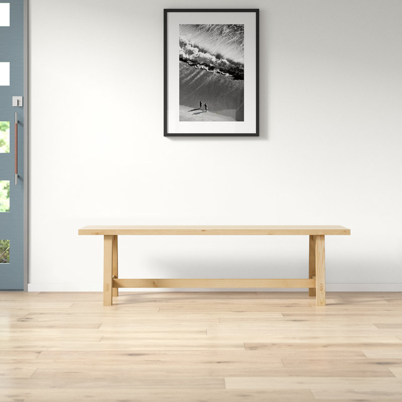 Broeder Solid Wood Bench, Light Brown, 17.72" H x 62.99" W x 17.72" D