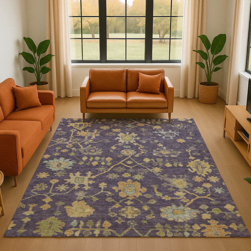 Premium Machine Washable Alaina AMF1930 Global Rug, Rectangle 3' x 5'