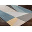 Tapis bleu sarcelle / beige en laine touffeté à la main Jahiem-349010921