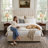 Extra Tall Channel Tufted Upholstered Bed, Queen, Cream Velvet-523874756-523874757