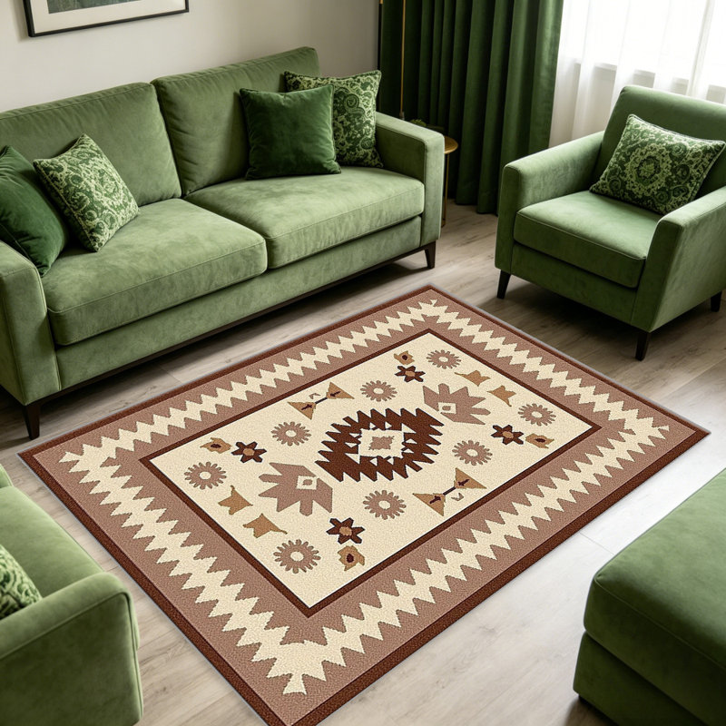 Brown Southwestern   area rugs for Living Room, Soft and Comfortable, Suitable for all seasons, easy to maintain, machine washable Indoor floor mat, Under Table Farmhouse suitable for Bedroom, Dining Room, Study,  Balcony, Home Decor Patio