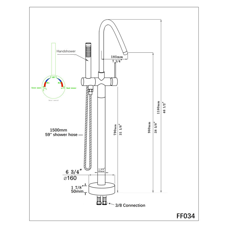 Matte Black Stainless Steel Freestanding Tub Filler with Hand Shower