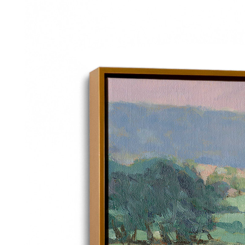 «Somers Cows I» par Stephen Calcasola, reproduction d'art sur toile, 12" H x 18" W, Doré
