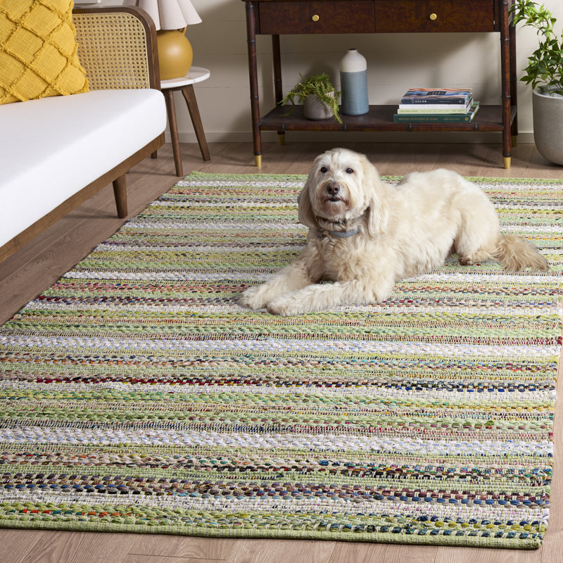 Vesey Hand Woven Cotton Striped Rug, Rectangle 5' x 8'