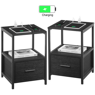 Alameen Nightstand with Built-In Outlets