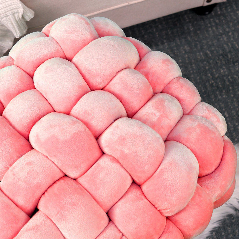 Opheim Velvet Ottoman, Peach Echo Velvet