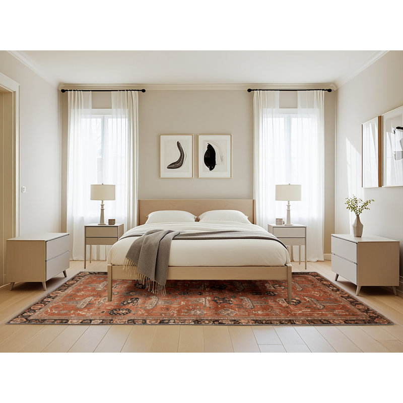 Tapis brun lavable à la machine, Rectangle de 5 pi x 8 pi