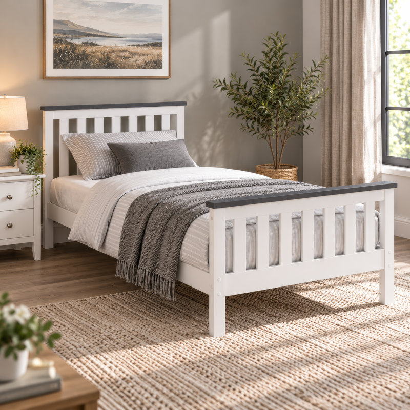 Solid Pine wood Shanghai Marcus Bed Frame, Single (3')