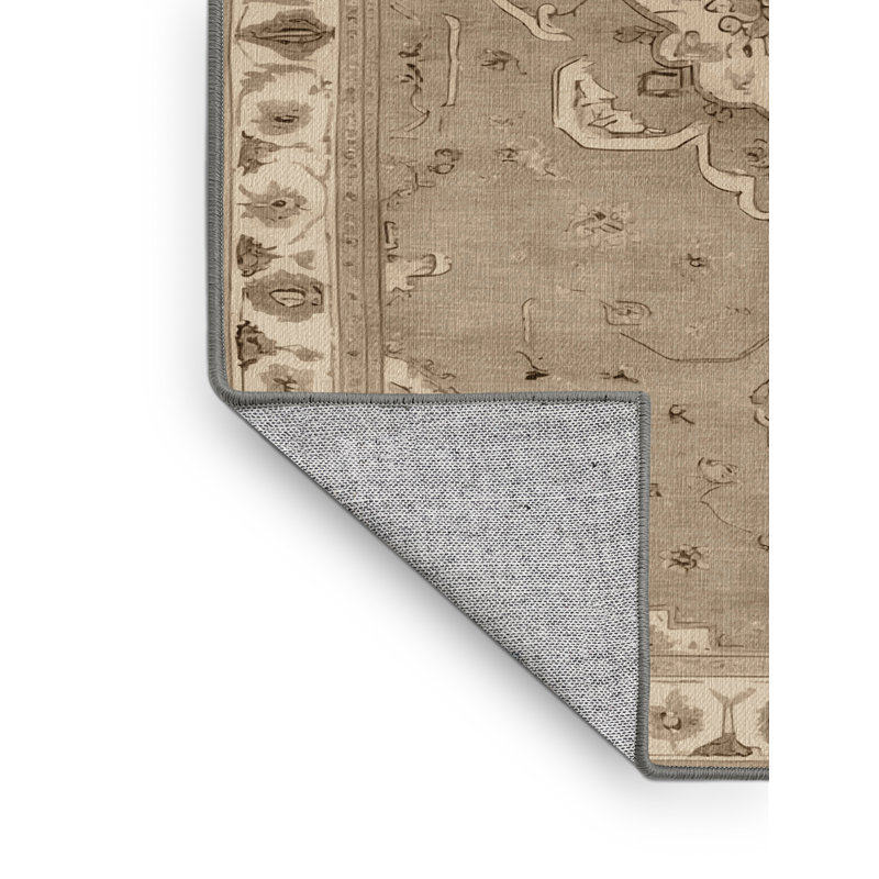 Tapis gris Tabriz lavable à la machine, Rectangulaire 2 pi x 3 pi