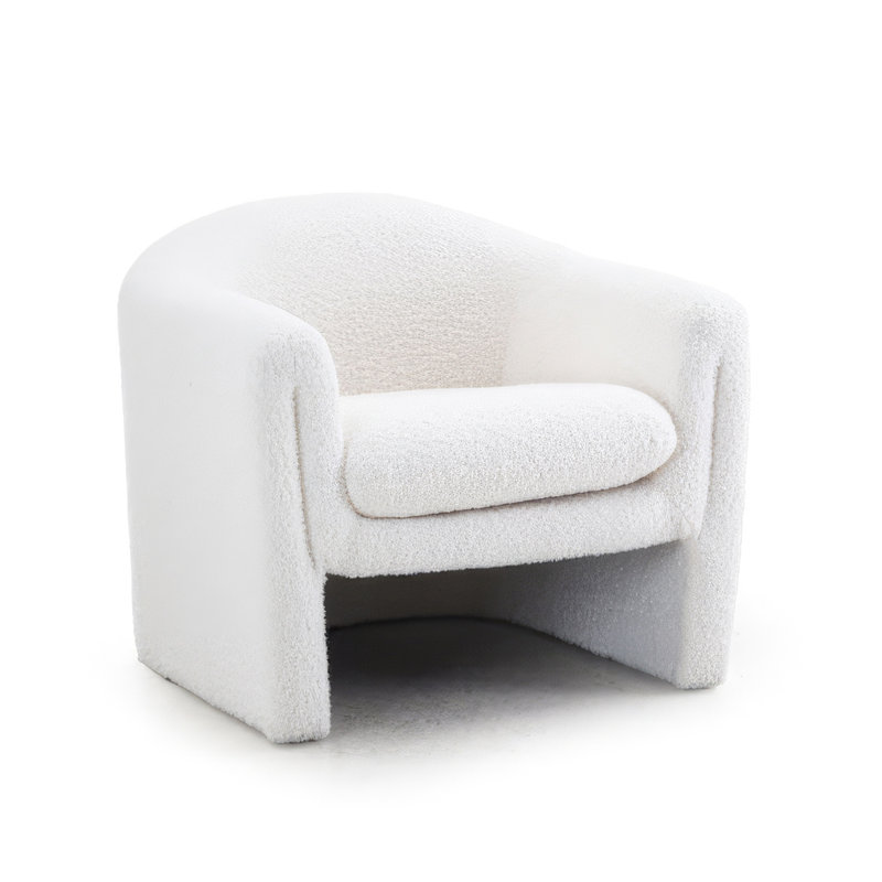 Bonnie Boucle Upholstered Accent Chair, White