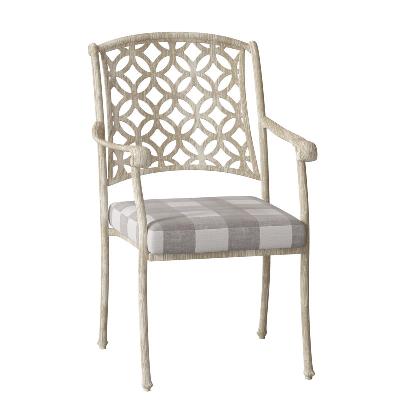 Casa Outdoor Dining Armchair, Weathered White, Pique Gravel Sunbrella®